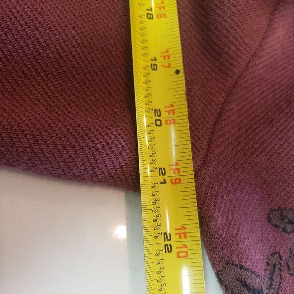 Soft Suroundings coat knit Large button snap bell sleeve maroon black roses - Picture 5 of 15